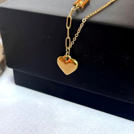 18K Gold Plated Sculpted 3D Heart Necklace